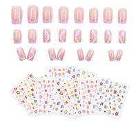 1 Set Di Toppe Per Unghie Rosa E 10 Adesivi Per Unghie, Toppe Per Unghie Carine E Carine, Materiali Per Manicure Fai-Da-Te, Decorazioni Per Unghie