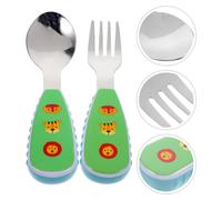 1 set di utensili per bambini fumetti baby fork e cucchiai che mangiano