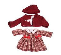 1 set di vestiti per bambole da 18 pollici, vestiti per bambole in completo invernale Include un berretto rosso, un cardigan rosso, vestito scozzese per bambini per accessori per griglia da 18 pol