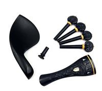 1 set di violini 4/4 accessori intagliati, cordiera + piroli + puntale + mentoniera accessori per violino (Color : Ebony)