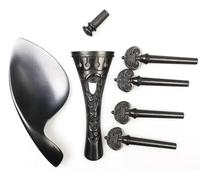 1 set di violini 4/4 accessori intagliati, cordiera + piroli + puntale + mentoniera accessori per violino (Color : Ebony 2)