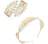 1 set Diadema e bracciale stile dea greca, set di gioielli da sposa, corona regolabile a foglie di alloro romano e bracciale Lega di zinco