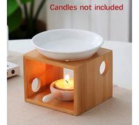 1 Set Diffusore Brucia Essenze In Ceramica, Portacandele Con Fiore Inciso Ed Aromaterapia, Scaldavivande Con Olio Per Uso Domestico Durante Le Vacanze Doppio Cerchio di Nanzhu,Stile aperto: bianco,Sti