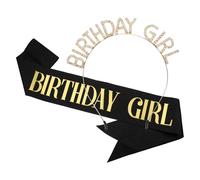 1 Set Donne Compleanno Fascia per capelli Diadema, Strass, Oro Tono Lettera