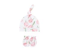1 Set Elastico Neonati Copertura Mano Scratch Guanti Eleganti Con Cappello Cofano Per Indoor Outdoor Morbido Traspirante Neonati Copricapo E Guanti
