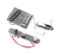 1 Set Electric Guitar Saddle Bridge Hardtail Hardtail + Cablaggio Piastra Di Controllo Del Cablaggio, Chrome Sostituzione delle parti ponte