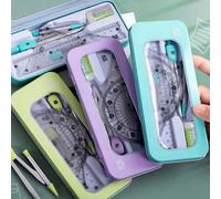 1 set Elegante set di bussole, righelli, squadre e altri strumenti di misurazione multifunzionali in metallo. 1Set ciano,1 set viola,1 set verde,1set random color,Scuola primaria verde,Scuola media bl