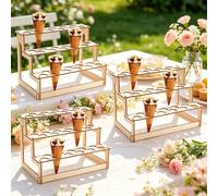1 Set Espositore in legno per gelati e dolci, Supporto da tavolo a 3 ripiani per dolci, Adatto per matrimoni, feste di primavera 1 supporto per ciambelle,1 alzatina per dessert a tre livelliLegno