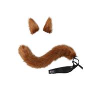 1 Set Faux Fox Tail Real-looking Comfortable to Wear Role-playing Props Soft Touch Cosplay Fox Tail Ears for Carnival Gift (A)