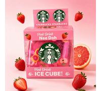 1 Set Giocattolo da spremere a forma di bevanda rosa, cubo di ghiaccio trasparente rosa dolce per il sollievo dallo stress, con decorazione di frutta fragola e pompelmo, giocattolo sensoriale per la t