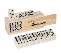 1 set, Gioco di Domino per adulti, Set di Domino Doppio Sei, Tessere Domino Professionali Doppio 6 con Roulotte in Scatola di Legno, Set Domino 28 Pezzi con Astuccio in Legno Naturale, Regali di San V