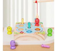 1 Set Gioco Magnetico di Pesca e Caccia agli Insetti 2-in-1 in Legno, Giocattolo Educativo per lo Sviluppo della Coordinazione Mano-Occhio e della Conoscenza della Vita Marina per Bambini, Adatto come