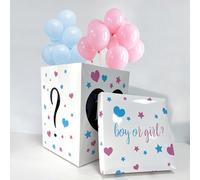1 set Jumbo Gender Reveal Gift Box Kit con palloncini in lattice rosa e blu da 5 pollici per la festa del gender reveal, festa di nascità, compleanno 1 scatola di palloncini per rivelare il sesso del 