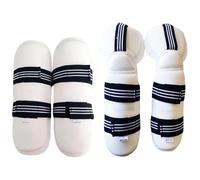 1 Set Karate Sparring Gear Protettivo Spugna PU Taekwondo Sparring Gear Include 1 paio di protezioni per le gambe e le braccia con nastro di fissaggio per ciclismo, arti marziali e altro, Bianco