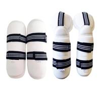 1 Set Karate Sparring Gear Protettivo Spugna PU Taekwondo Sparring Gear Include 1 paio di protezioni per le gambe e le braccia con nastro di fissaggio per ciclismo, arti marziali e altro, Bianco