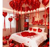 1 Set Kit di decorazione palloncini per San Valentino romantico, include 500 pezzi di petali di rosa rossi, 20 pezzi di palloncini a forma di cuore rossi, 1 pezzo di palloncino "Love", adatto per prop