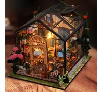 1 set Kit fai-da-te in legno per casa delle bambole in miniatura, kit per costruire una piccola serra in scala 1:24, artigianato fai-da-te/regali di compleanno/decorazione per la casa per famiglia e a