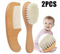 1 set Kit per la cura del bambino, inclusi spazzola+pettine in legno+spazzola da bagno+pettine per massaggiare il cuoio capelluto+spazzola per il lavaggio dei capelli Tagli UnicaBlocchi di coloreLegno