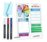 1 set lavagna acrilica con orologio Lavagna cancellabile a secco da tavolo