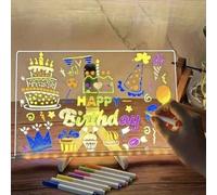 1 set Lavagna bianca acrilica con luce LED, lavagna cancellabile con supporto come lavagna luminosa per memo, messaggi e note, lavagna bianca LED con 7 pennarelli colorati per ufficio, scuola, casa. I