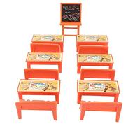 1 Set Lavagna Con Tavolino E Sedie Playhouse Mini Banco Di Classe Piccoli Mobili Casa Delle Bambole Scuola Sedia Da Scrivania Mobili Per Aule in Miniatura Plastica 13 Pezzi