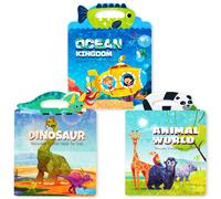 1 Set Libro di Adesivi Riutilizzabili Adatto per Bambini da 2 a 4 Anni, Tema Animali e Dinosauri, Adesivi 3D Giocattoli da Viaggio, Adatto per Attività di Apprendimento Prescolari, Libro Attività Educ