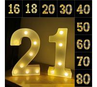 1 Set Luci a tema numeri d'età per compleanni, 1-100 anni, decorazioni per feste, casa, San Valentino, ambienti romantici, illuminazione per feste 0,1,2,3,4,5,6,7,8,9,16,18,21,20,30,40,50,60,1994,2004