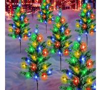 1 Set Luci natalizie solari invernali, albero di Natale da trascinare a 3/6 luci, luci solari impermeabili per albero di Natale da esterno, per feste natalizie, decorazione per casa, giardino, cortile
