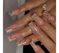 1 Set Lungo Unghie Finte Coperture Piene Stick On Unghie Turbinii Premere Su Autunno Artificiale Manicures