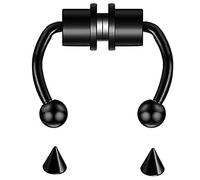 1 set magnetico setto naso anello ferro di cavallo falso naso anello cerchio cerchio riutilizzabile naso anello cerchio cerchio non perforante 316L acciaio inossidabile