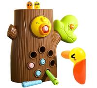 1 Set Mangiatoia per Uccelli Magnetica Giocattolo Divertente ed Educativo Montessori con Picchio, Verme e Ceppo di Albero Gioco Magnetico di Alimentazione per Uccelli per Bambini Ragazza e Ragazz.