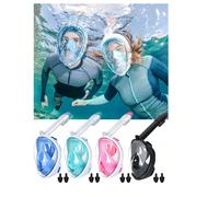 1 Set Maschera da snorkeling per il viso completo, con 1 paio di tappi per le orecchie, utilizza l'ultimo sistema Dry Top, maschera da snorkeling panoramica pieghevole a 180 gradi con supporto per fot