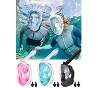 1 Set Maschera da snorkeling per il viso completo con tappi per le orecchie, sistema avanzato di tenuta superiore, visuale panoramica a 180°, supporto per fotocamera, caratteristiche di respirazione, 