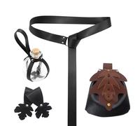 1 Set Medievale Cosplay Set Cintura Pozione Bottiglia Tazza Titolare Halloween Rinascimento Accessori Per Le Donne E L'Uomo, VKST177BK, Taglia unica