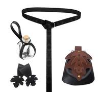 1 Set Medievale Cosplay Set Cintura Pozione Bottiglia Tazza Titolare Halloween Rinascimento Accessori Per Le Donne E L'Uomo, VKST176BK, Taglia unica