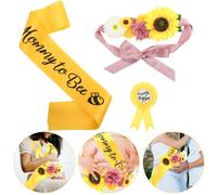 1 set Mommy to Be Sash Maternity Flow Belt Waist Baby Shower Corsage Pin