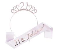 1 set oro rosa 21° compleanno ragazza fascia e tiara, decorazione per 21° compleanno, corona di compleanno, 21° Happy Birthday Girl,per 21 compleanno decorazione regalo e accessori per le donne