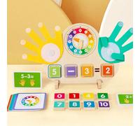 1 Set Orologio a Rana Montessori Gioco di Conteggio con le Dita - Lavagna di Apprendimento Matematico in Legno con 10 Pezzi di Puzzle Tattili a Puntini, Regalo Educativo Sensoriale STEM per Bambini 1-