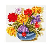 1 Set Pacchetto kit punto croce timbrato con motivo floreale