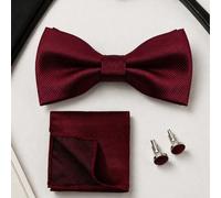 1 Set Papillon bordeaux da uomo, fazzoletto da taschino, gemelli, scatola regalo, set versatile da 3 pezzi per matrimonio e affari formali Tagli UnicaColore unicoPoliestere