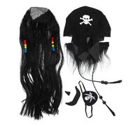 1 set parrucca da pirata e baffi benda sull'occhio parrucca cosplay di