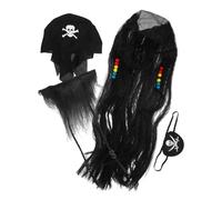 1 set parrucca da pirata e baffi benda sull'occhio parrucca cosplay di