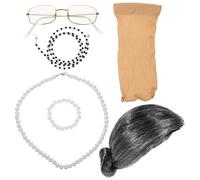 1 set parrucca da vecchia signora parrucca da nonna parrucca da anziani