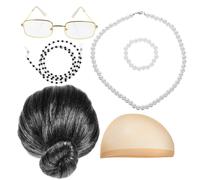 1 set parrucca da vecchia signora parrucca da nonna parrucca da anziani