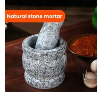 1 Set Pestello e mortaio in marmo naturale, pestello manuale di forma vintage a forma di tamburo, ciotola di miscelazione in pietra naturale, può essere utilizzato per macinare cereali, spezie, medici