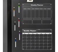 1 Set Pianificatore Magnetico da Frigo in Acrilico, Pianificatore Settimanale Cancellabile a Secco Riutilizzabile, Lavagna Bianca Magnetica in Acrilico, Bacheca Trasparente con 6 Pennarelli per Lavagn