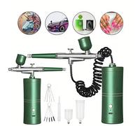 1 Set Pistola a spruzzo senza fili portatile, con tubo di prolunga, pistola a spruzzo a doppia azione con compressore d'aria, adatto per decorazione di torte e pittura, design compatto Verde,Nero,Rosa