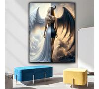 1 set Pittura con diamanti fa da te Frameless Demons And Angels, mosaiico di diamanti rotondo completo con ritratto ad ago, arte del ricamo, regalo perfetto 30*40,40*50,60x80 cm,50x70 cm,20x30 cmAnima