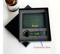 1 set Portafoglio e portachiavi in pelle PU con motivo saffiano e colore unito personalizzato con lettere/nome, confezione regalo per Natale/compleanno, portacarte in pelle PU personalizzato per uomo