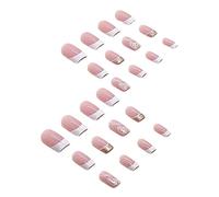1 Set Press on Nails French Square Finte Nails Copertura completa Pressa corta su riutilizzabile Short sul set per le donne Fai da parte della festa di casa